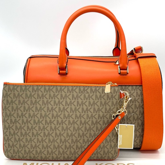 Michael Kors Medium Duffle Satchel Bag & Large 2 in 1 Card Case Wristlet - Picture 3 of 11